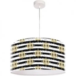 BPS Koncept Suspensions Enfant Suspension Enfant Abat-jour Tissu Multicolore Et Blanc ø 40 -Luminaires enfant Soldes suspension enfant abat jour tissu multicolore et blanc oe 40 51