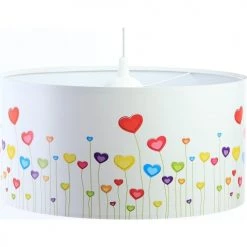 BPS Koncept Suspensions Enfant Suspension Enfant Abat-jour Tissu Multicolore Et Blanc ø 50 -Luminaires enfant Soldes suspension enfant abat jour tissu multicolore et blanc oe 50 27