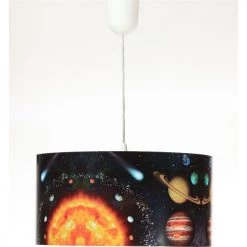 BPS Koncept Suspensions Enfant Suspension Enfant Abat-jour Tissu Noir Et Blanc Et Multicolore ø 50 -Luminaires enfant Soldes suspension enfant abat jour tissu noir et blanc et multicolore oe 50 4