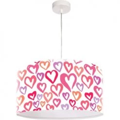 BPS Koncept Suspensions Enfant Suspension Enfant Abat-jour Tissu Rose Et Blanc Et Violet ø 30 -Luminaires enfant Soldes suspension enfant abat jour tissu rose et blanc et violet oe 30 2