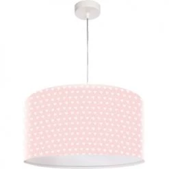 BPS Koncept Suspensions Enfant Suspension Enfant Abat-jour Tissu Rose Et Blanc ø 30 -Luminaires enfant Soldes suspension enfant abat jour tissu rose et blanc oe 30 10