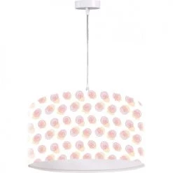 BPS Koncept Suspensions Enfant Suspension Enfant Abat-jour Tissu Rose Et Blanc ø 30