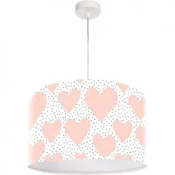 BPS Koncept Suspensions Enfant Suspension Enfant Abat-jour Tissu Rose Et Blanc ø 30