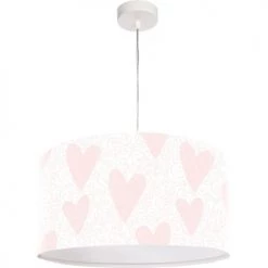 BPS Koncept Suspensions Enfant Suspension Enfant Abat-jour Tissu Rose Et Blanc ø 30 -Luminaires enfant Soldes suspension enfant abat jour tissu rose et blanc oe 30 2