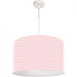 BPS Koncept Suspensions Enfant Suspension Enfant Abat-jour Tissu Rose Et Blanc ø 30