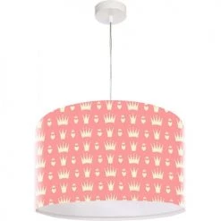 BPS Koncept Suspensions Enfant Suspension Enfant Abat-jour Tissu Rose Et Blanc ø 40