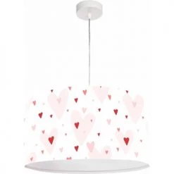BPS Koncept Suspensions Enfant Suspension Enfant Abat-jour Tissu Rose Et Blanc ø 40 -Luminaires enfant Soldes suspension enfant abat jour tissu rose et blanc oe 40 2