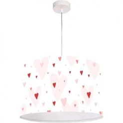 BPS Koncept Suspensions Enfant Suspension Enfant Abat-jour Tissu Rose Et Blanc ø 40