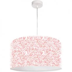 BPS Koncept Suspensions Enfant Suspension Enfant Abat-jour Tissu Rose Et Blanc ø 40 -Luminaires enfant Soldes suspension enfant abat jour tissu rose et blanc oe 40 6