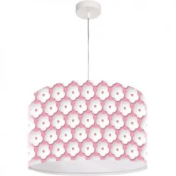 BPS Koncept Suspensions Enfant Suspension Enfant Abat-jour Tissu Rose Et Blanc ø 50