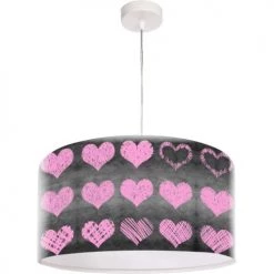 BPS Koncept Suspensions Enfant Suspension Enfant Abat-jour Tissu Rose Et Noir Et Blanc ø 30 -Luminaires enfant Soldes suspension enfant abat jour tissu rose et noir et blanc oe 30 2