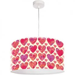 BPS Koncept Suspensions Enfant Suspension Enfant Abat-jour Tissu Rouge Et Blanc ø 40 -Luminaires enfant Soldes suspension enfant abat jour tissu rouge et blanc oe 40 2