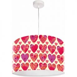 BPS Koncept Suspensions Enfant Suspension Enfant Abat-jour Tissu Rouge Et Blanc ø 40