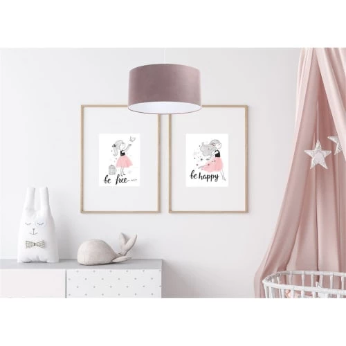 BPS Koncept Suspensions Enfant Suspension Tissu Rose ø60 - H30cm 2 BPS Koncept Suspensions Enfant Suspension Tissu Rose ø60 - H30cm – Image 2