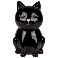 Out Of The Blue Objets Déco Enfant Tirelire Chat Coeur Noir 15cm -Luminaires enfant Soldes tirelire chat coeur noir 15cm 3